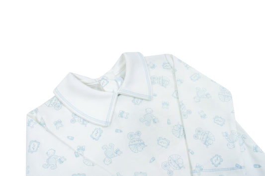 Long sleeve Peter-Pan snap footie